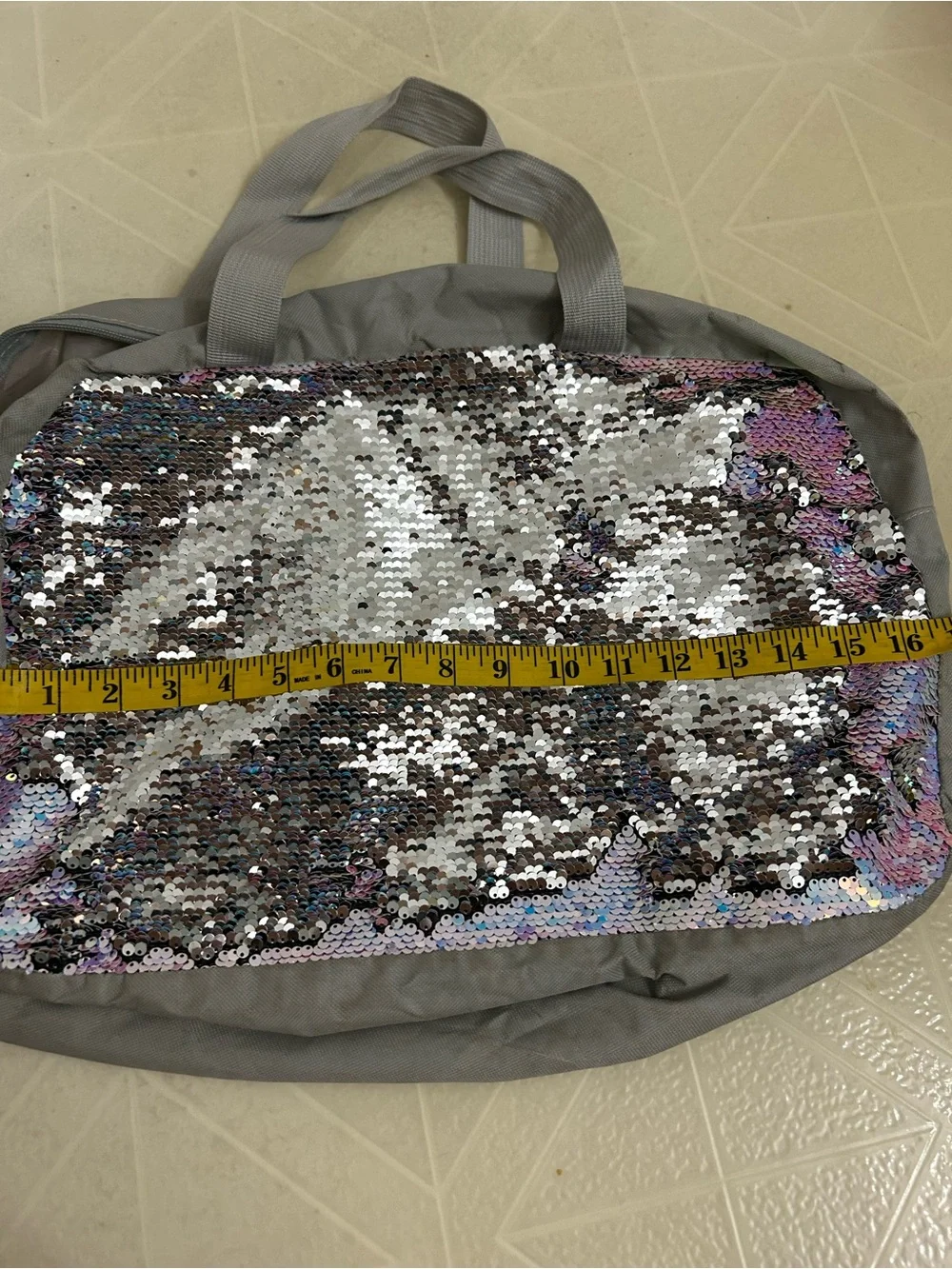 Iridescent Sequin Duffel Tote Bag - Gray
